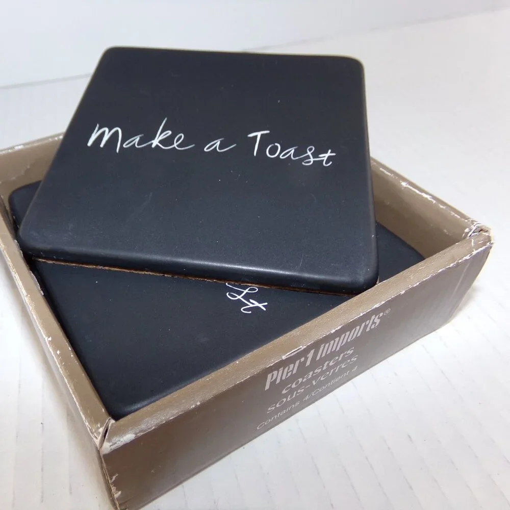 Pier 1 Imports Make A Toast Ceramic Set 4 Coaster Coffee Table